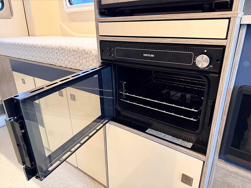 Kitchen in Campervan with solar Scotland